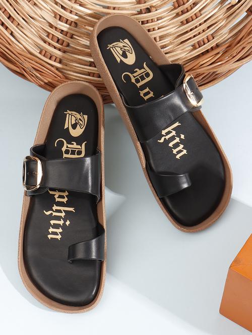 women black one toe slip on sandal - 22013291 - Standard Image - 0