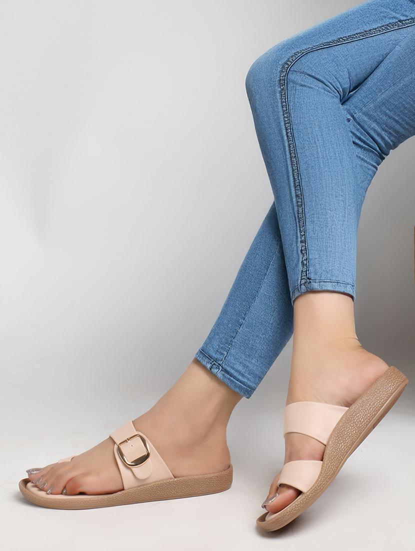 women peach one toe slip on sandal - 22013292 - Standard Image - 2