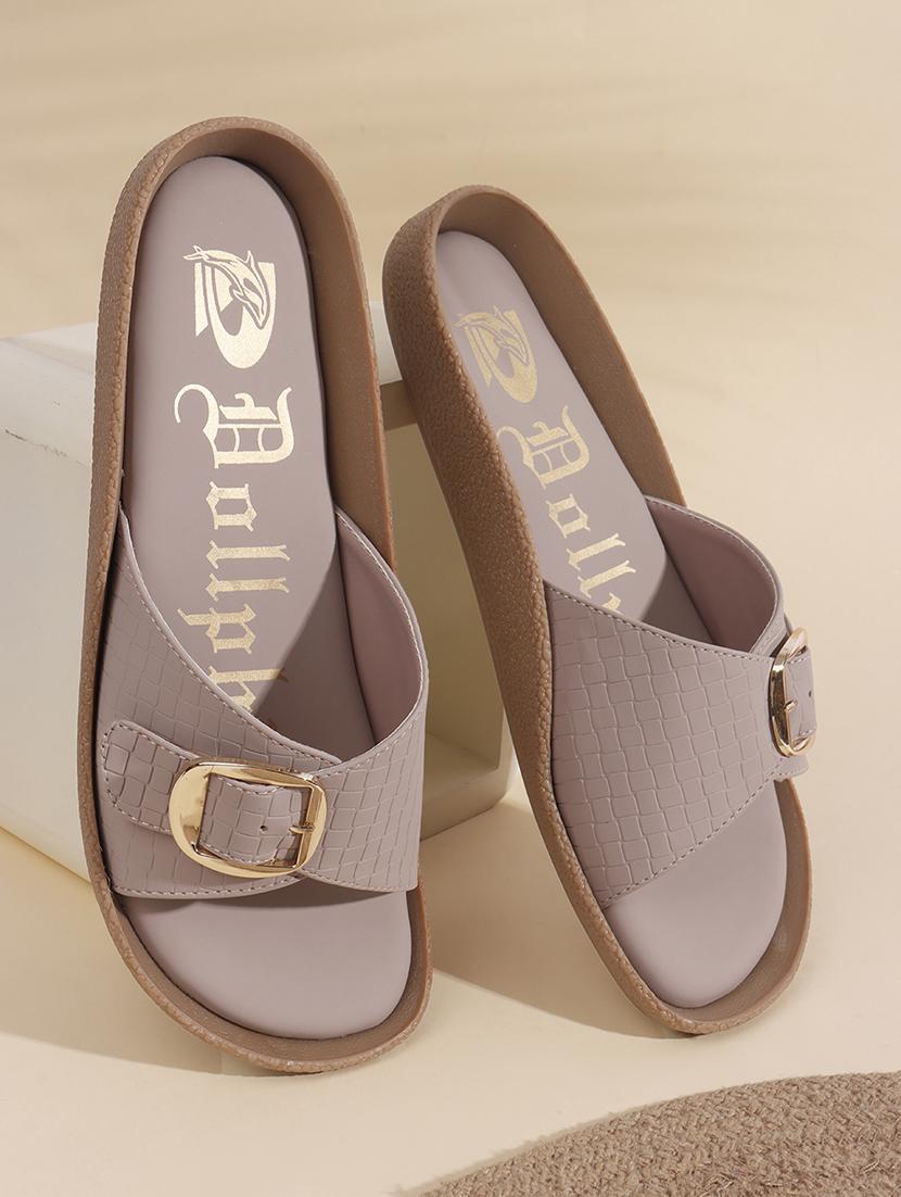 women mauve slip on sandal