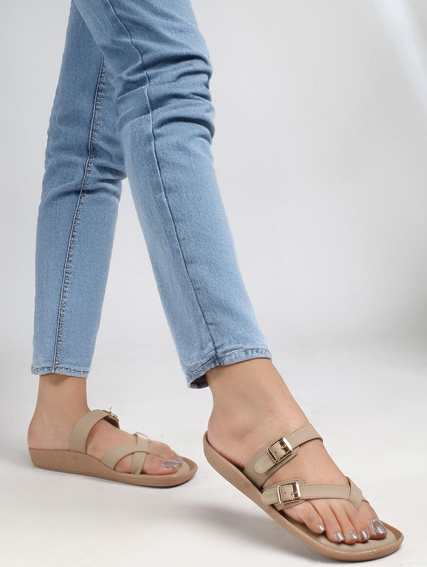 women taupe slip on sandal - 22013307 - Standard Image - 2