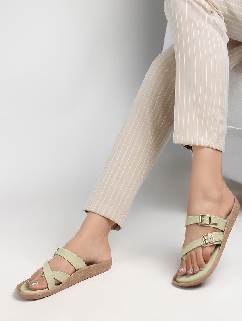 women green slip on sandal - 22013308 - Standard Image - 2