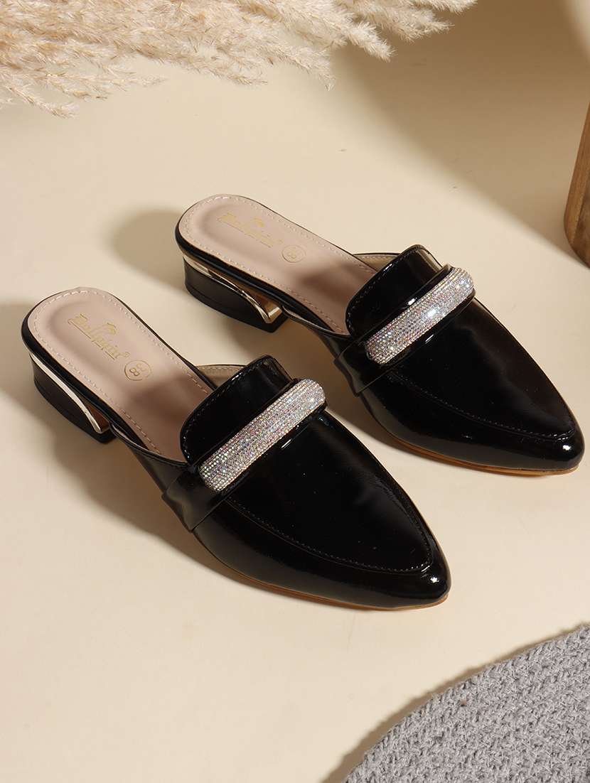 women black embellished slip on mule