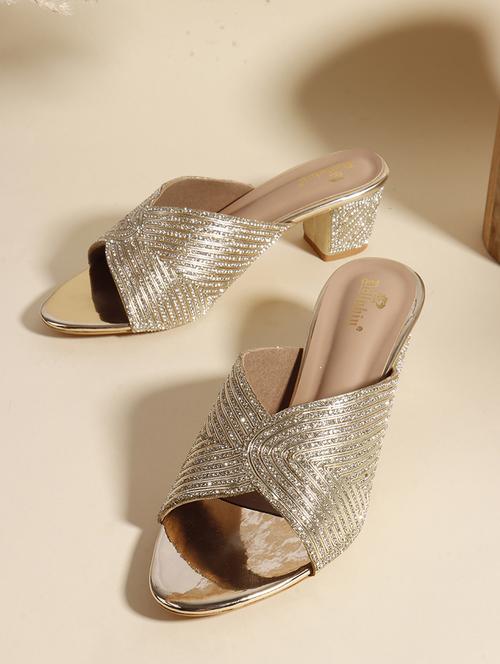 women gold slip on sandal - 22013323 -  Standard Image - 0