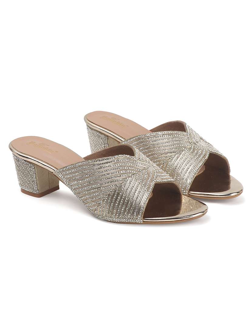 Women Gold Slip On Sandal