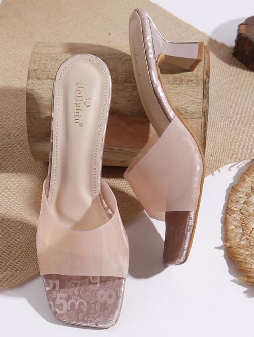 women peach slip on sandal - 22013331 - Standard Image - 0