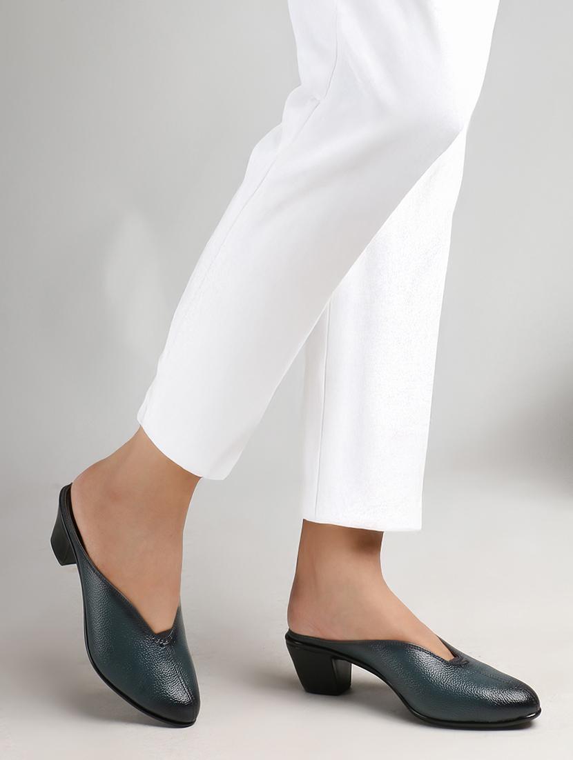 women solid slip on block heel mule - 22013338 - Standard Image - 2