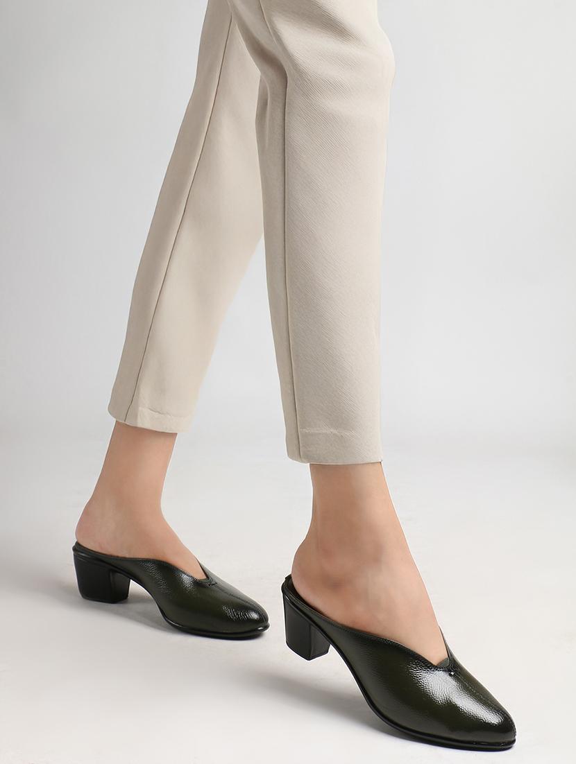 women solid slip on block heel mule - 22013339 - Standard Image - 2