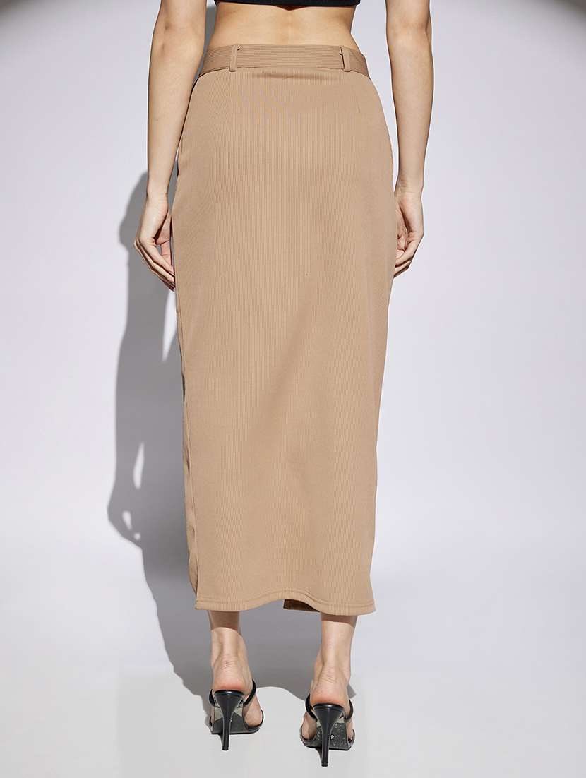 women beige solid mid rise pencil skirt - 22013355 - Standard Image - 2