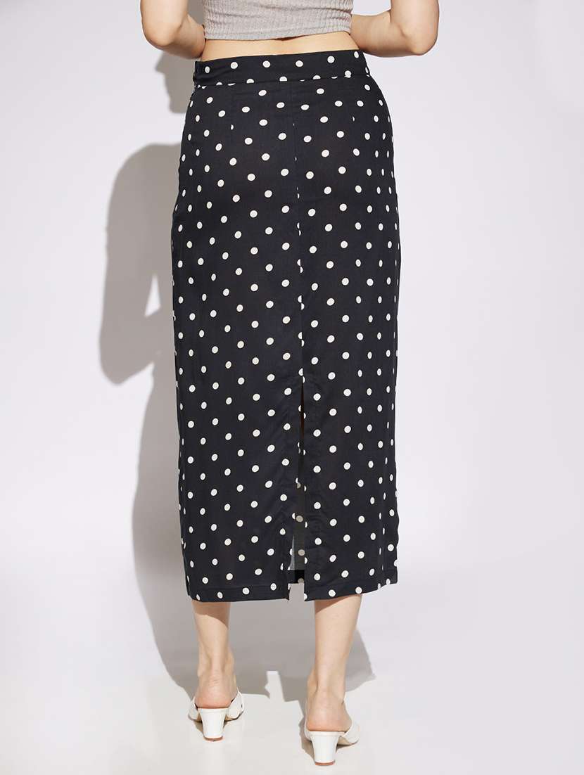 women polka doted high rise straight skirt - 22013363 - Standard Image - 2