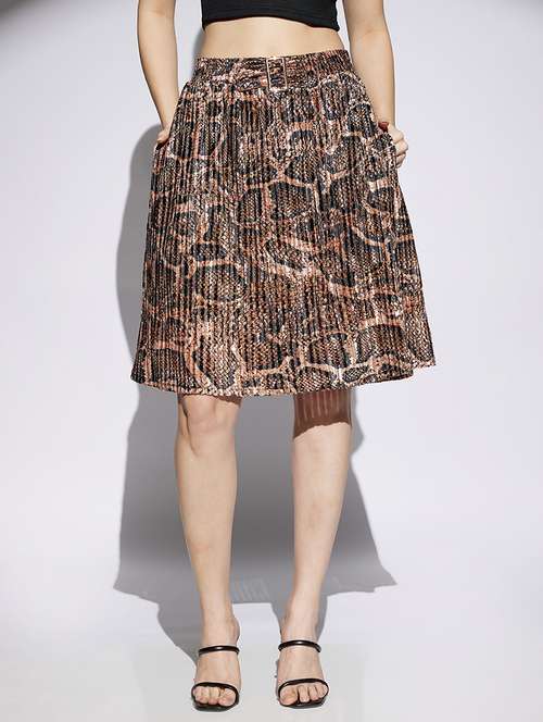 women animal print high rise flared skirt - 22013367 -  Standard Image - 0