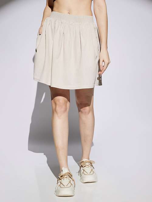 women beige solid mid rise a-line skirt - 22013368 - Standard Image - 0
