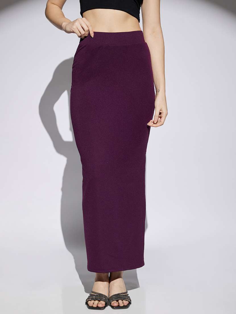 women solid high rise bodycon skirt - 22013369 -  Zoom Image - 0