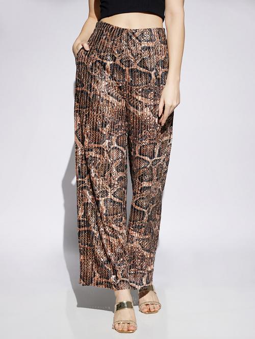 women animal print high rise wide leg trouser - 22013376 -  Standard Image - 0
