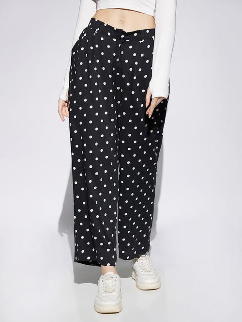women polka doted high rise wide leg trouser - 22013379 - Standard Image - 0