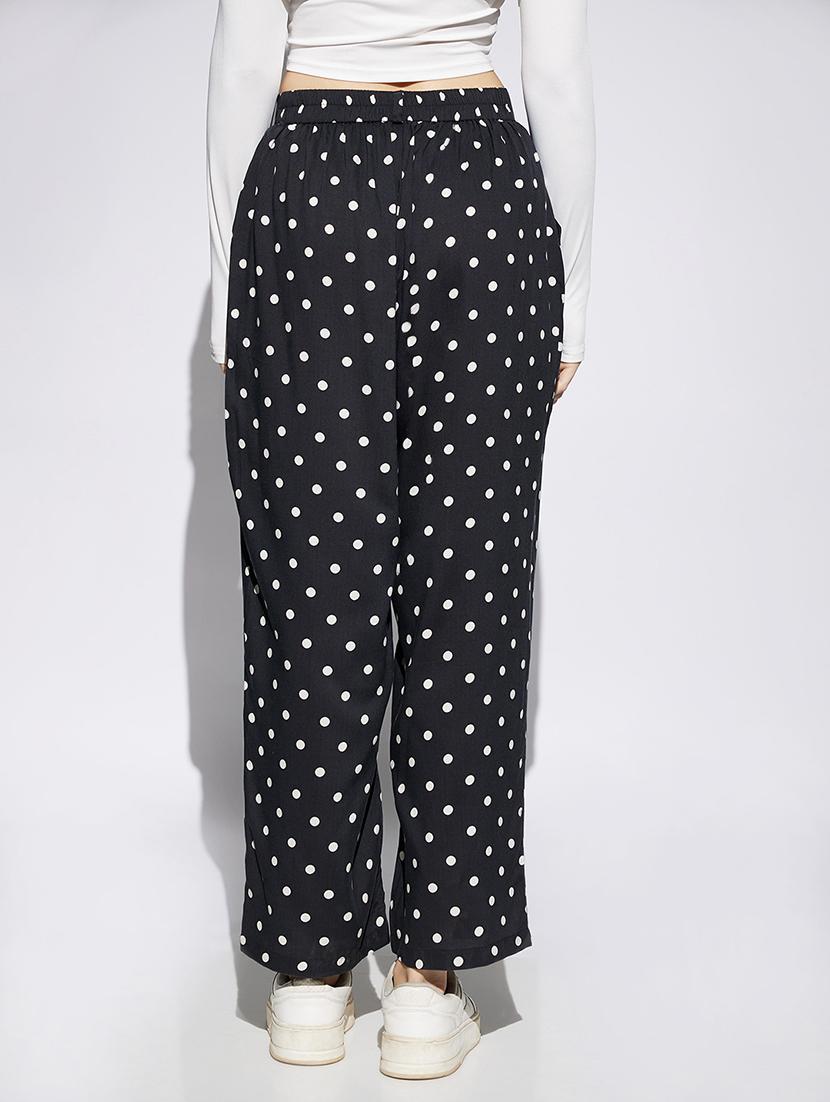 women polka doted high rise wide leg trouser - 22013379 - Standard Image - 2