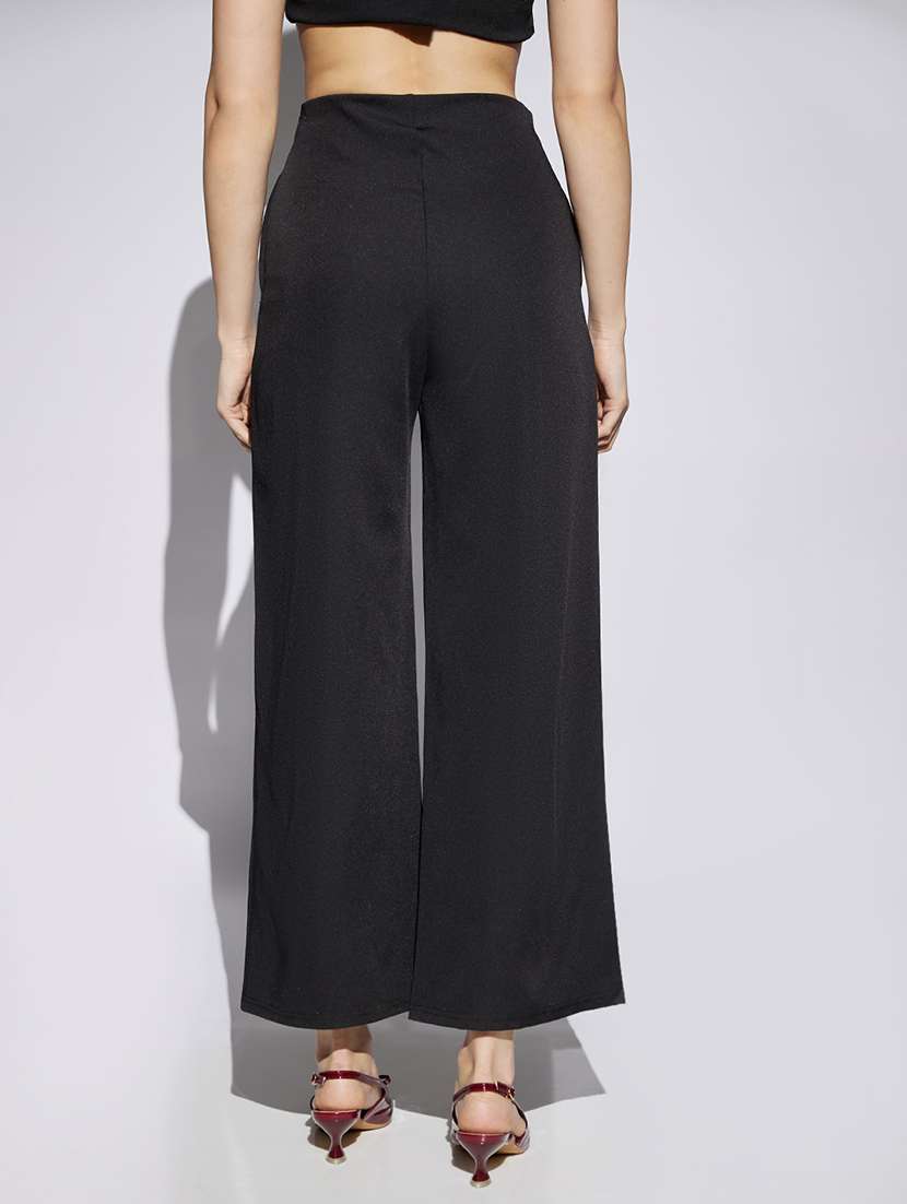 women solid high rise wide leg trouser - 22013386 -  Standard Image - 2