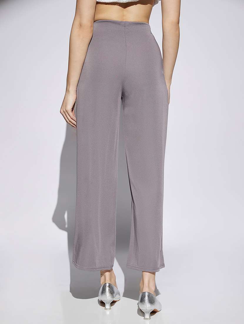 women solid high rise wide leg trouser - 22013387 -  Standard Image - 2