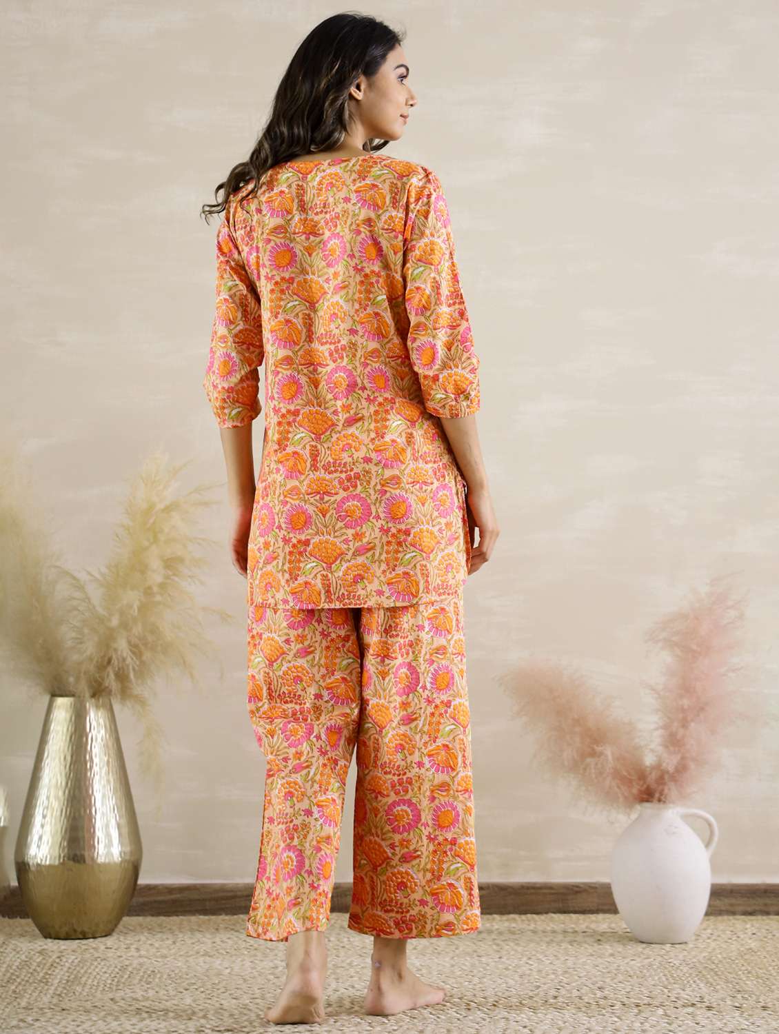 women printed three quarter sleeve co-ord set - 22013426 - Standard Image - 2