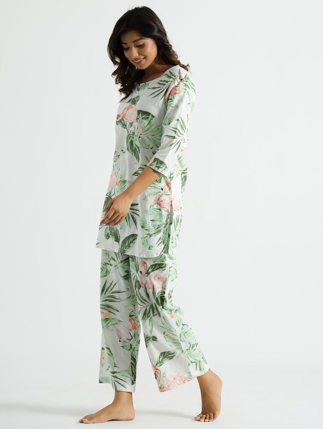 women printed three quarter sleeve co-ord set - 22013428 - Standard Image - 2