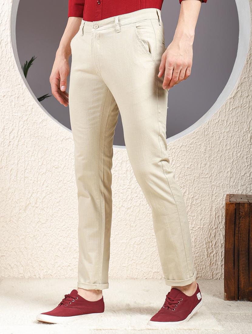 men solid mid rise flat front casual chinos - 22013451 - Standard Image - 2
