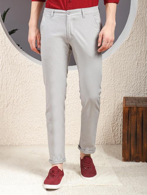 men solid mid rise flat front casual chinos - 22013453 - Standard Image - 0