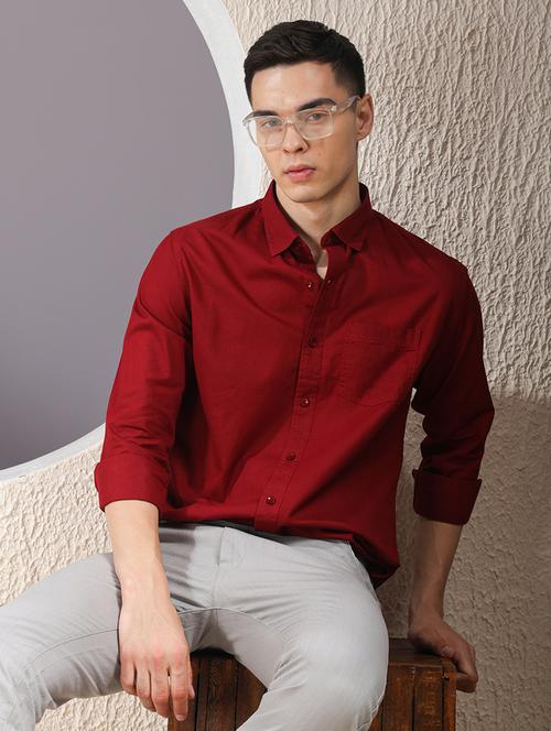 men solid long sleeve regular fit casual shirt - 22013459 - Standard Image - 0