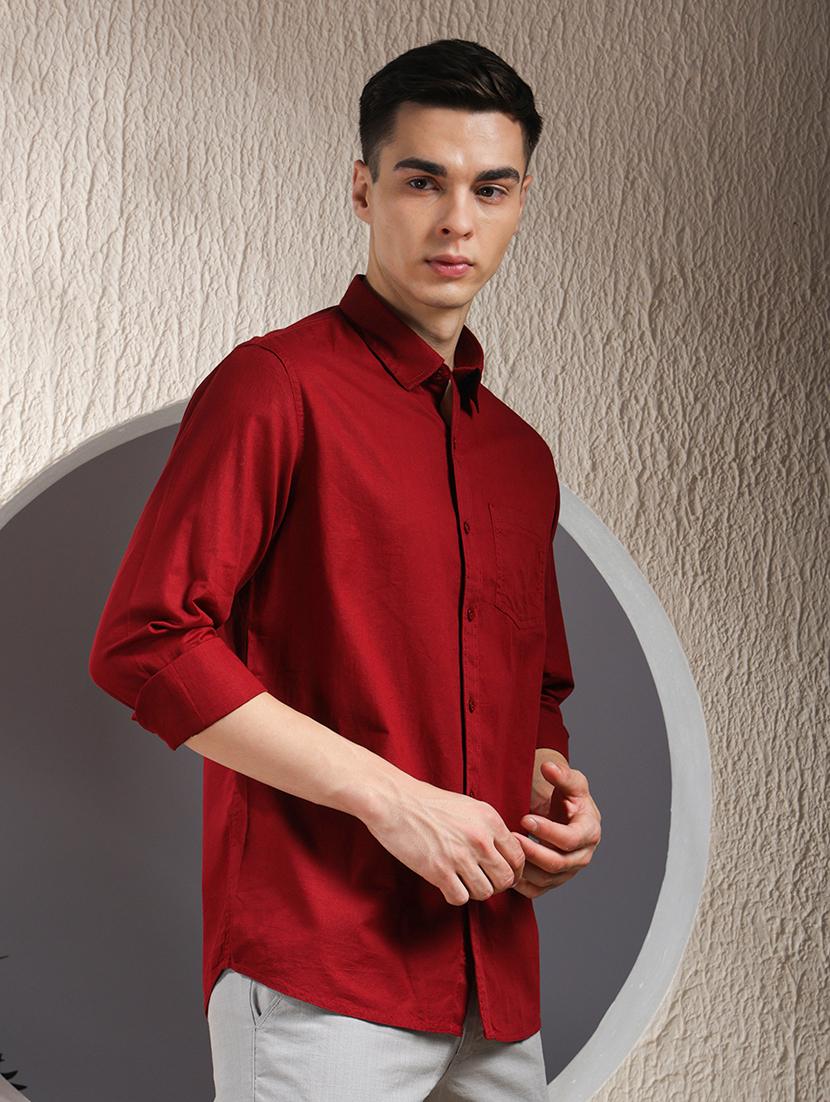 men solid long sleeve regular fit casual shirt - 22013459 - Standard Image - 2