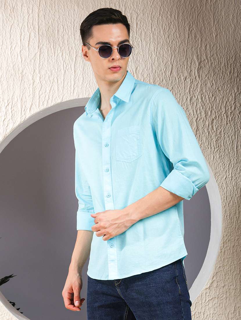 men solid long sleeve regular fit casual shirt