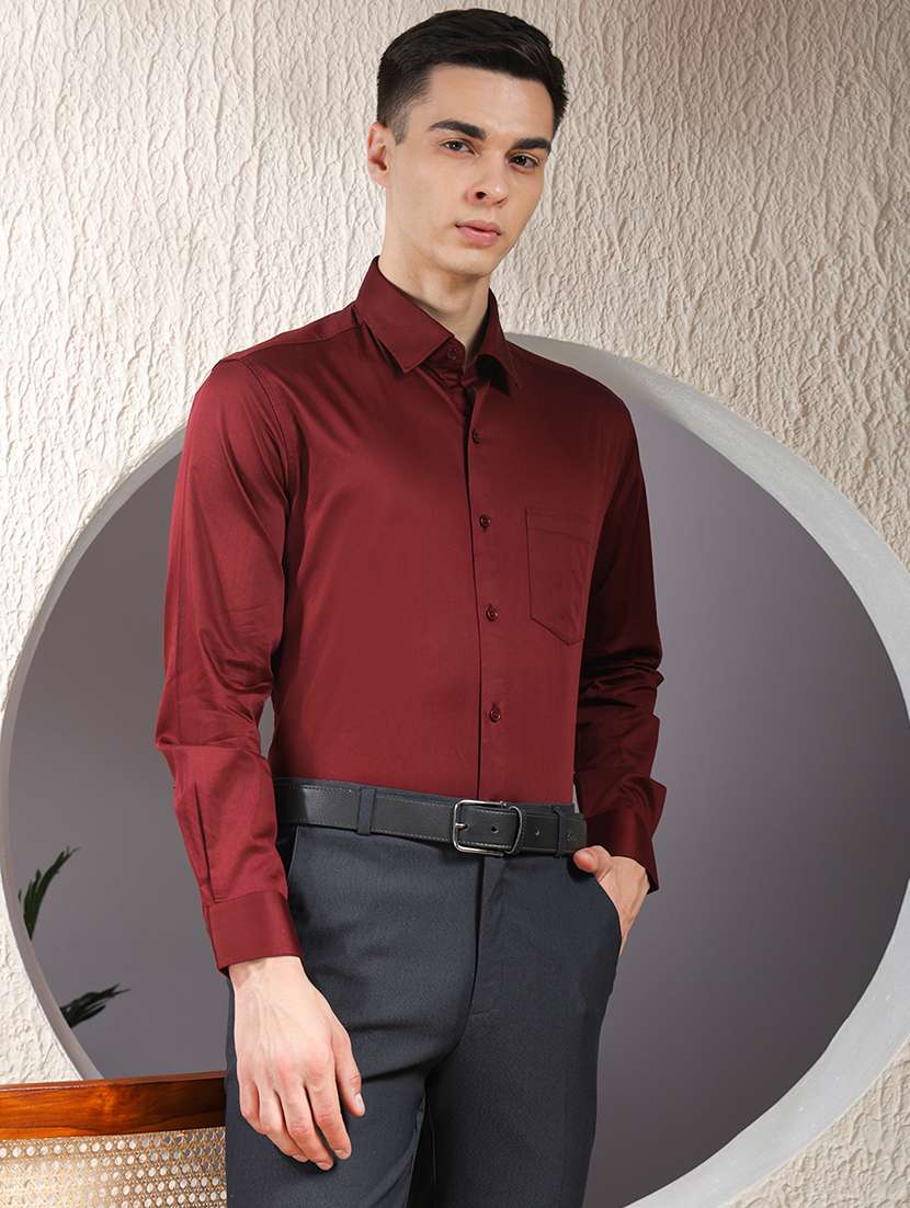 men solid long sleeve slim fit formal shirt - 22013470 -  Standard Image - 2