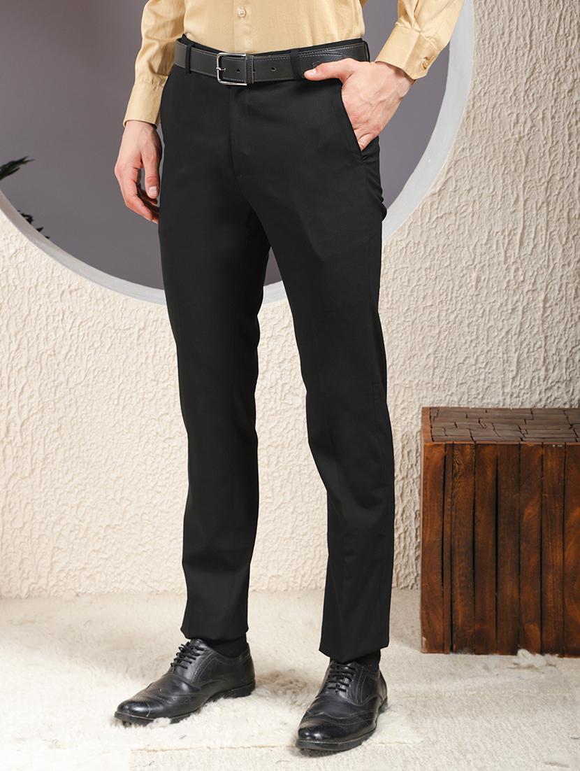 men solid mid rise flat front formal trouser - 22013474 - Standard Image - 2