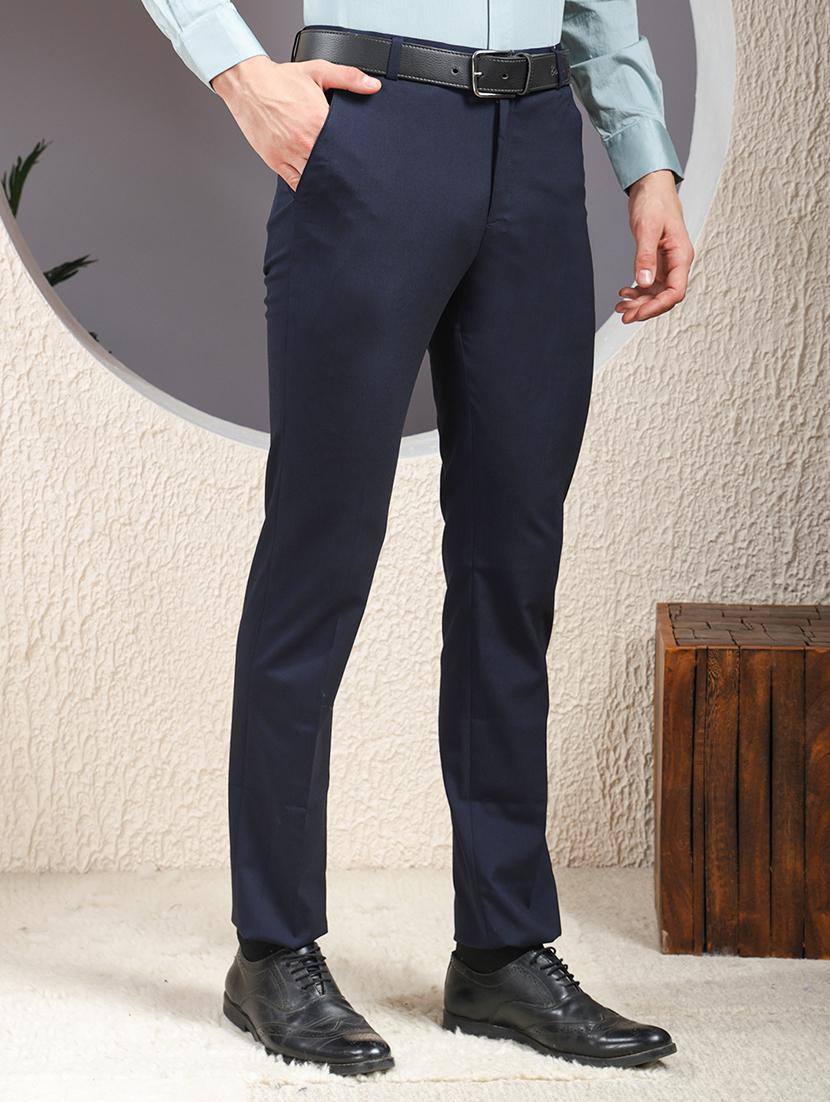 men solid mid rise flat front formal trouser - 22013475 - Standard Image - 2