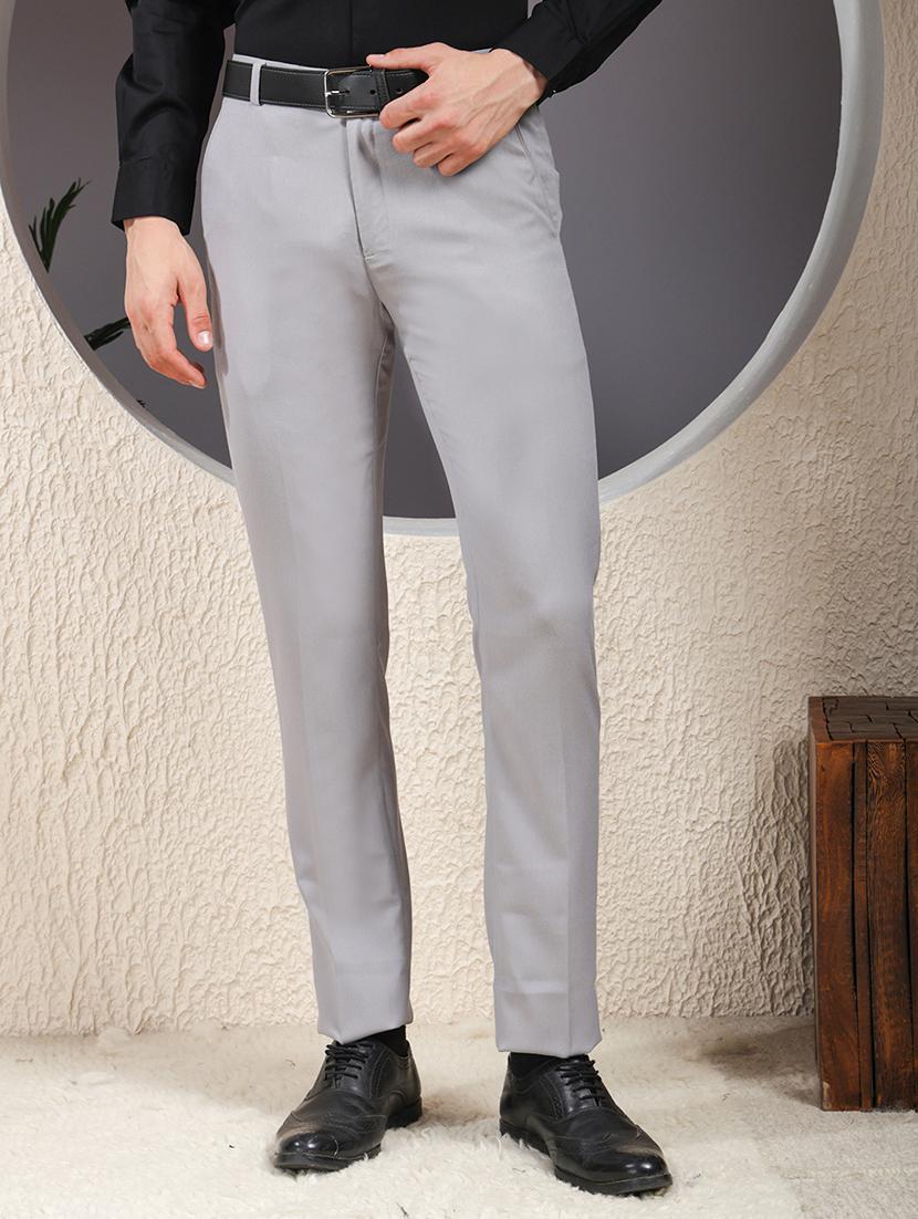 men solid mid rise flat front formal trouser - 22013476 - Zoom Image - 0