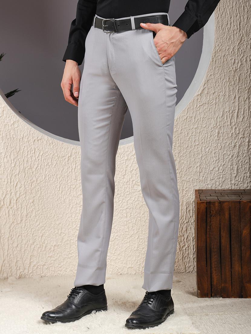 men solid mid rise flat front formal trouser - 22013476 - Standard Image - 2