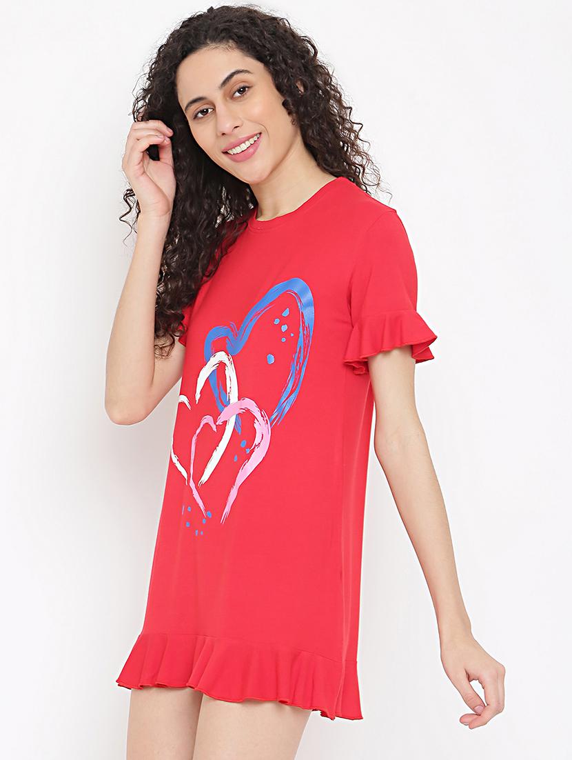 women red printed short sleeve loungewear t-shirt - 22013478 - Standard Image - 2