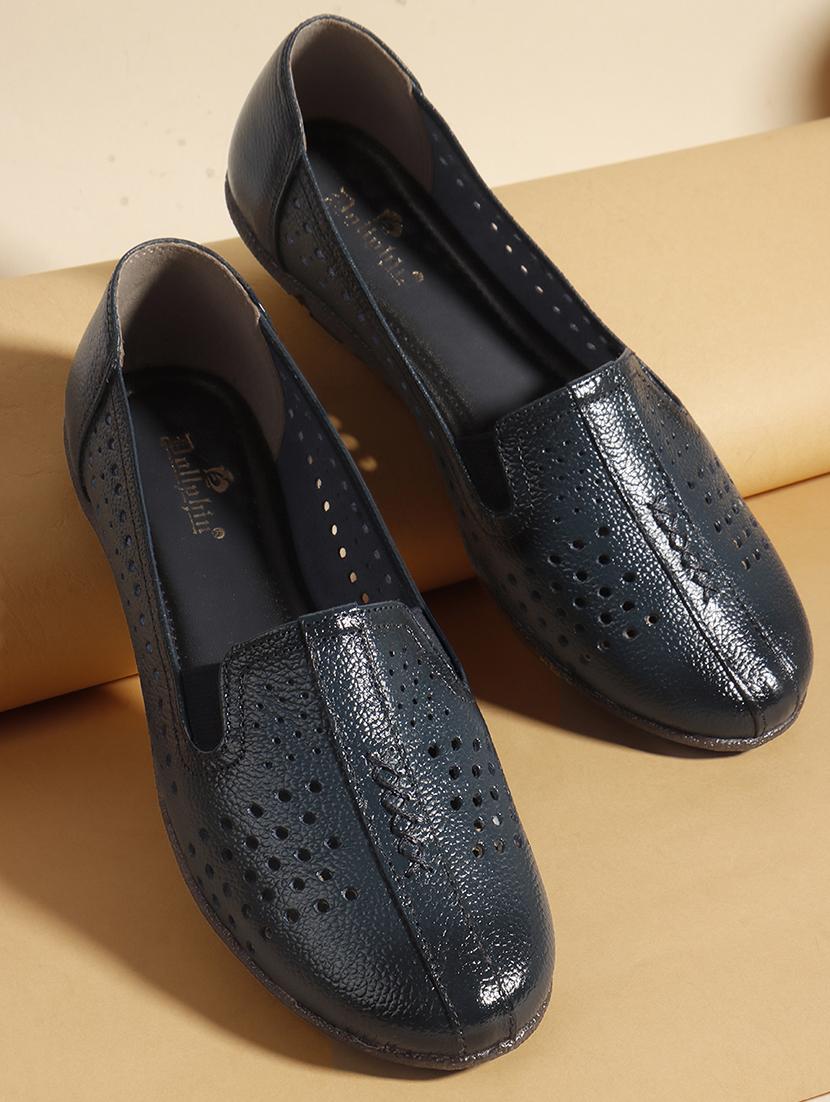 women blue slip on ballerina