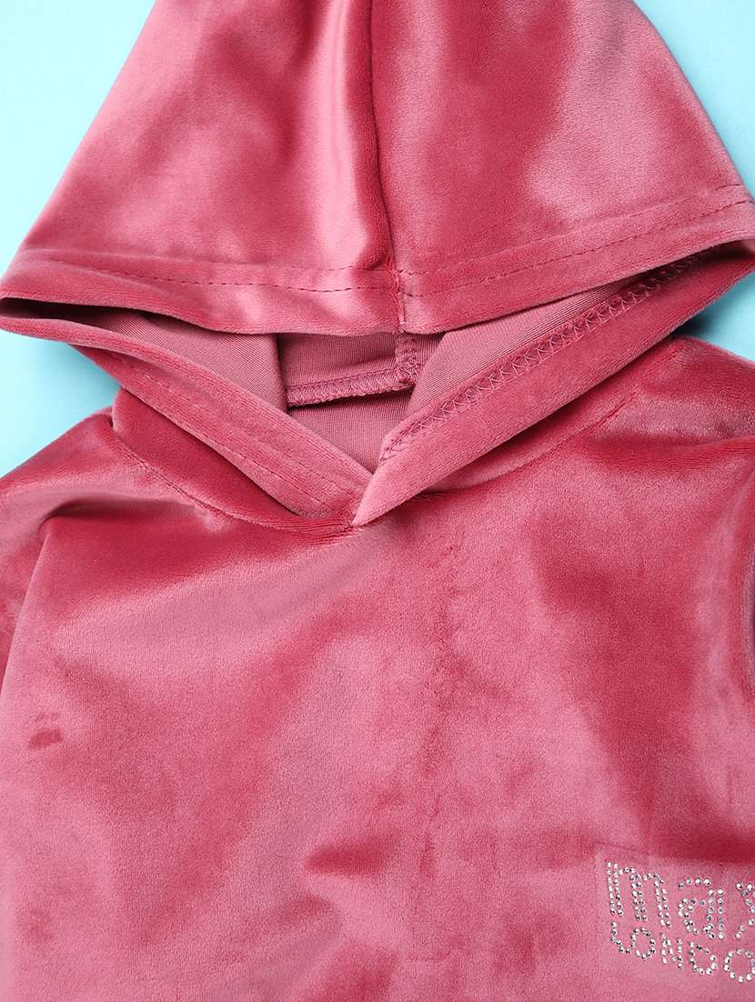 girls solid long sleeve hooded sweatshirt - 22013664 -  Standard Image - 2