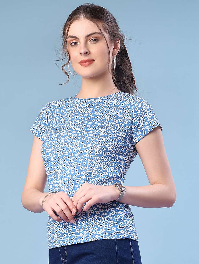 Women Blue Polyester Regular Top - 22013832 -  Standard Image - 2