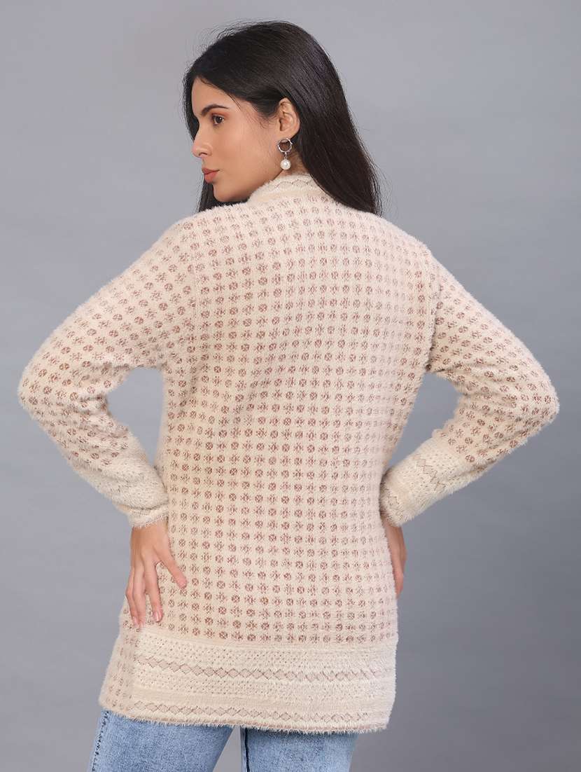 Women Self Design Long Sleeve Cardigan - 22013939 -  Standard Image - 2
