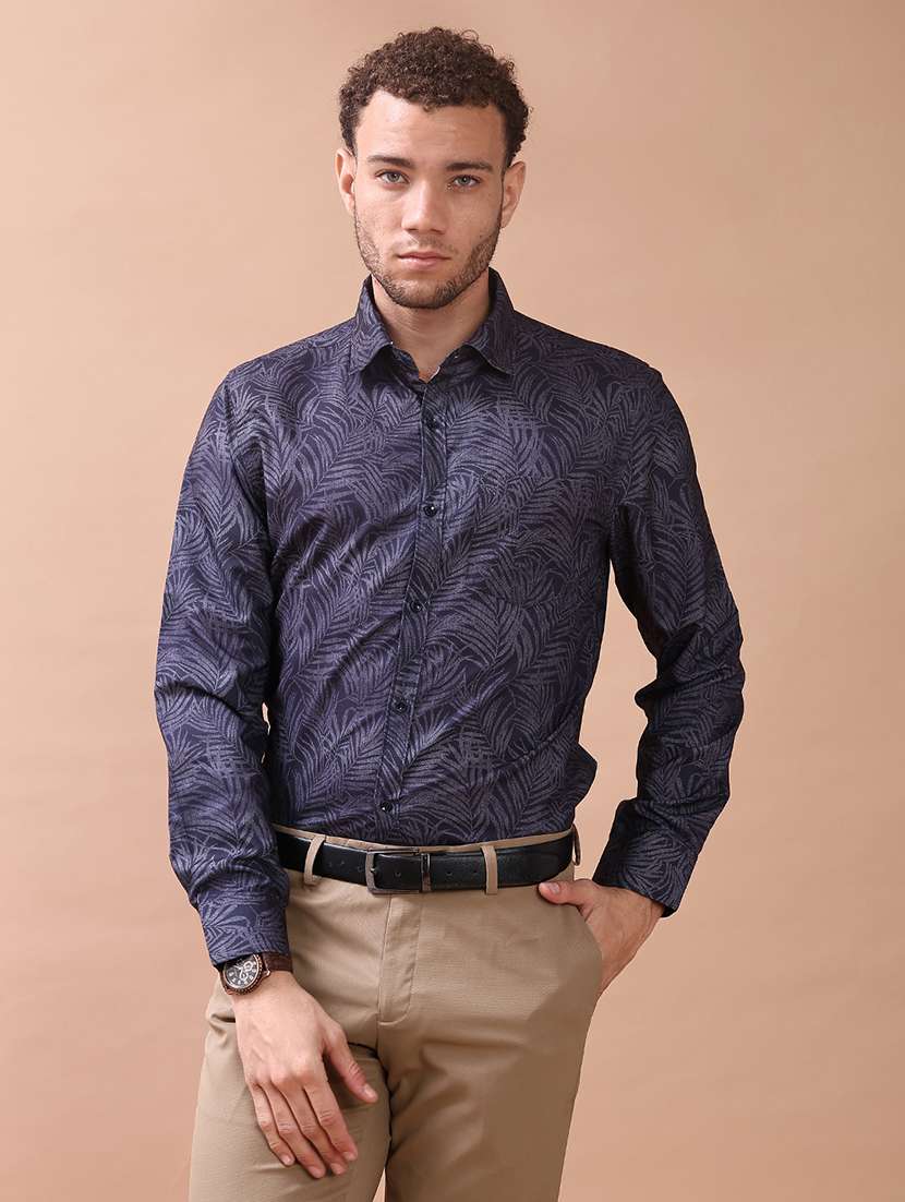 men printed long sleeve regular fit formal shirt - 22014092 -  Standard Image - 2