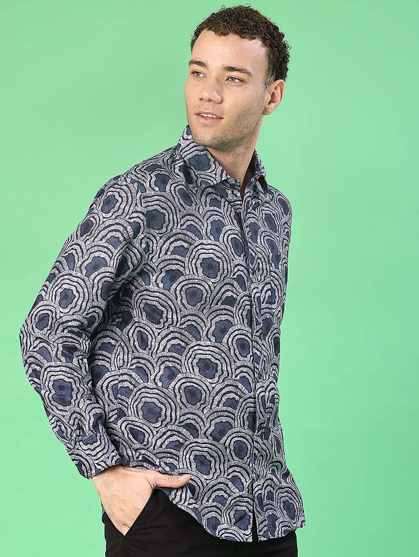 men printed long sleeve regular fit casual shirt - 22014094 -  Standard Image - 2