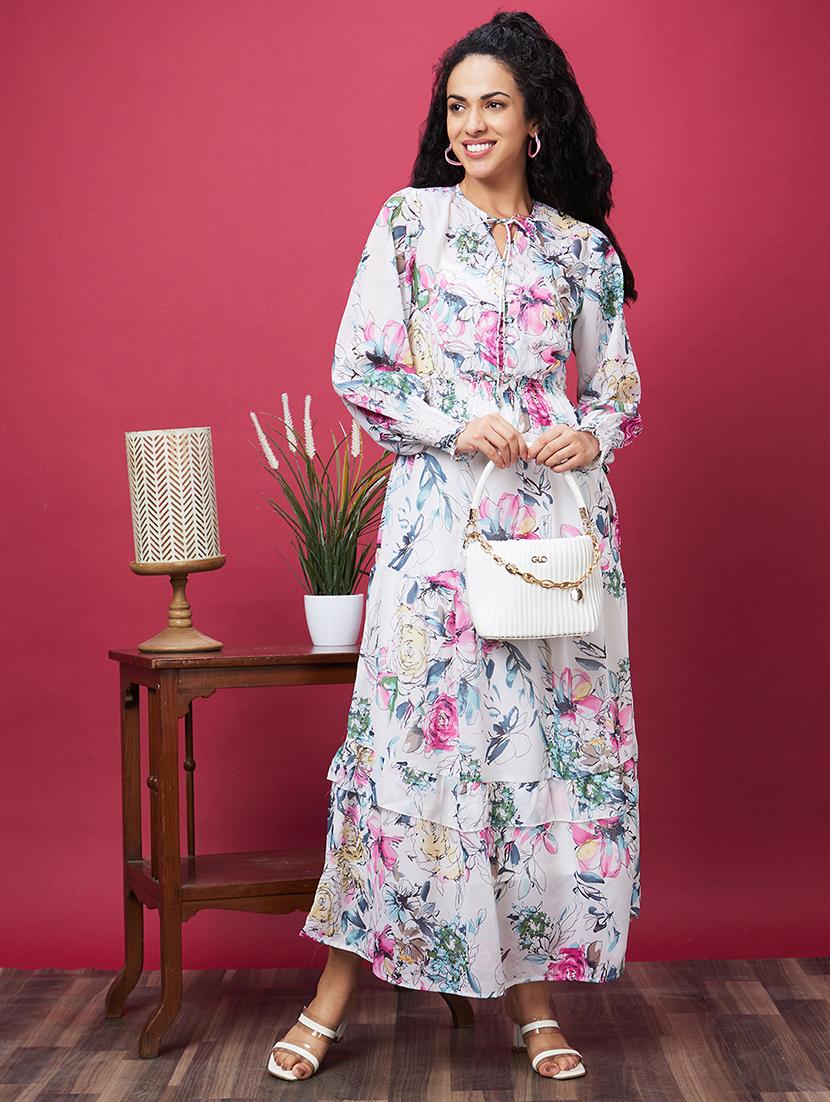 multi colored polyester aline dress - 22014107 - Zoom Image - 0