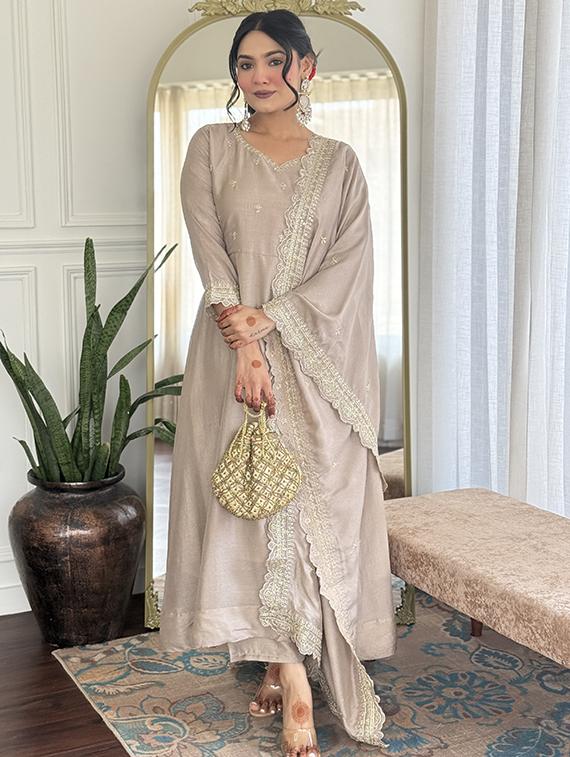 women embroidered three quarter sleeve kurta pant with dupatta set - 22014128 - Standard Image - 2