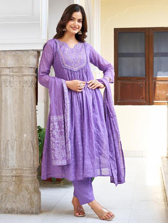 women embroidered three quarter sleeve kurta pant with dupatta set - 22014132 - Standard Image - 2