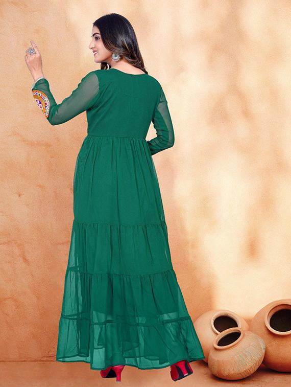 women embroidered long sleeve tiered ethnic dress - 22014138 - Standard Image - 2