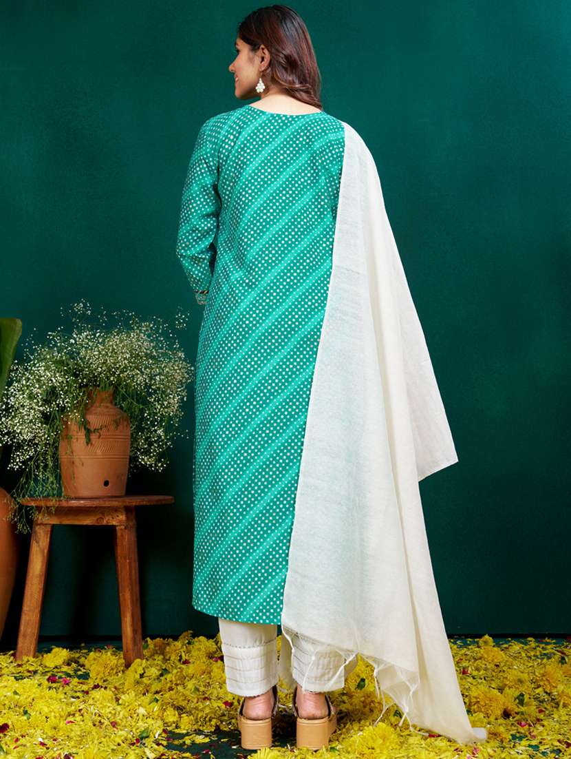 women three quarter sleeve kurta pant with dupatta set - 22014156 - Standard Image - 2