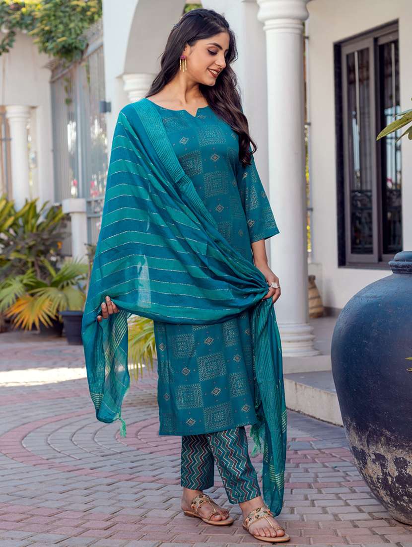 blue viscose kurta pant  set - 22014161 -  Standard Image - 2