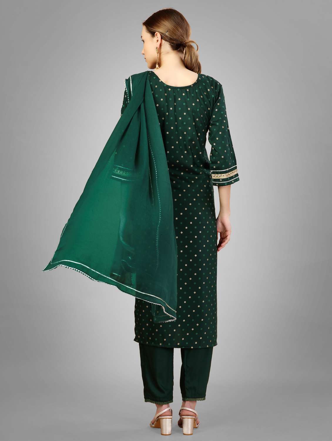 women three quarter sleeve kurta pant with dupatta set - 22014163 - Standard Image - 2