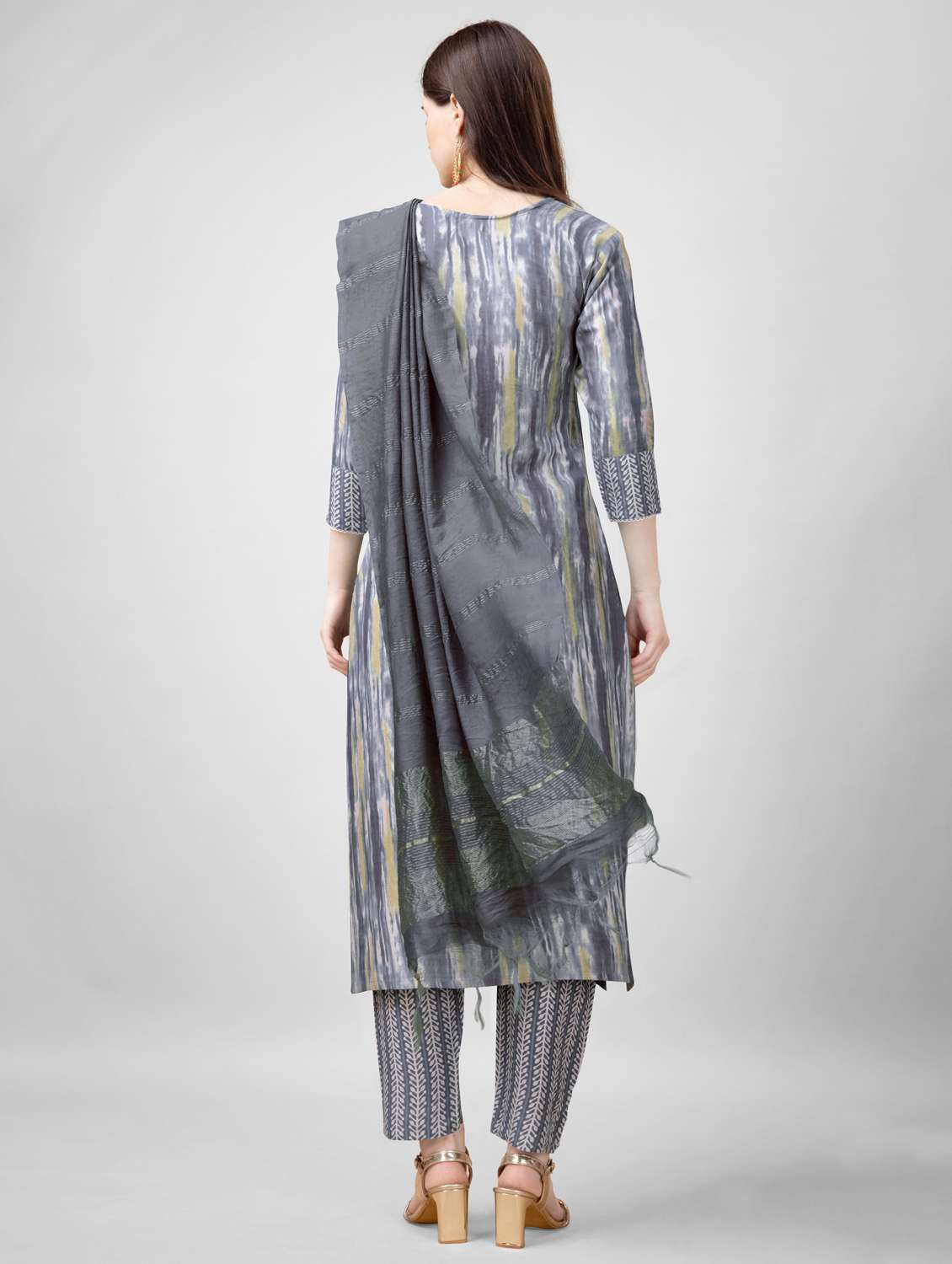 women three quarter sleeve kurta pant with dupatta set - 22014174 -  Standard Image - 2