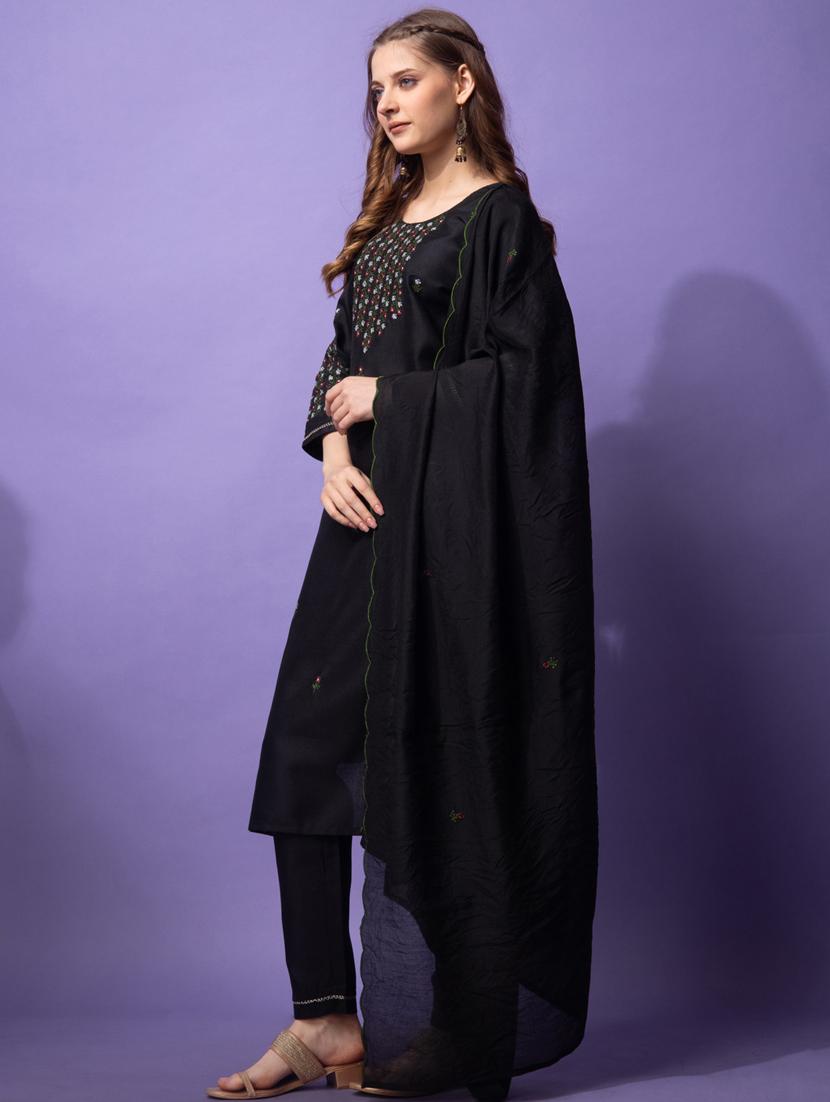 women three quarter sleeve kurta pant with dupatta set - 22014194 - Standard Image - 2