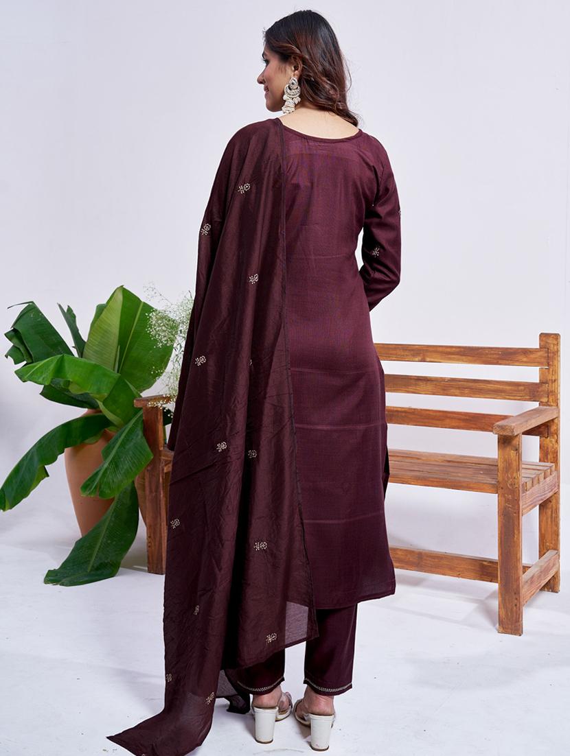 women three quarter sleeve kurta pant with dupatta set - 22014195 - Standard Image - 2